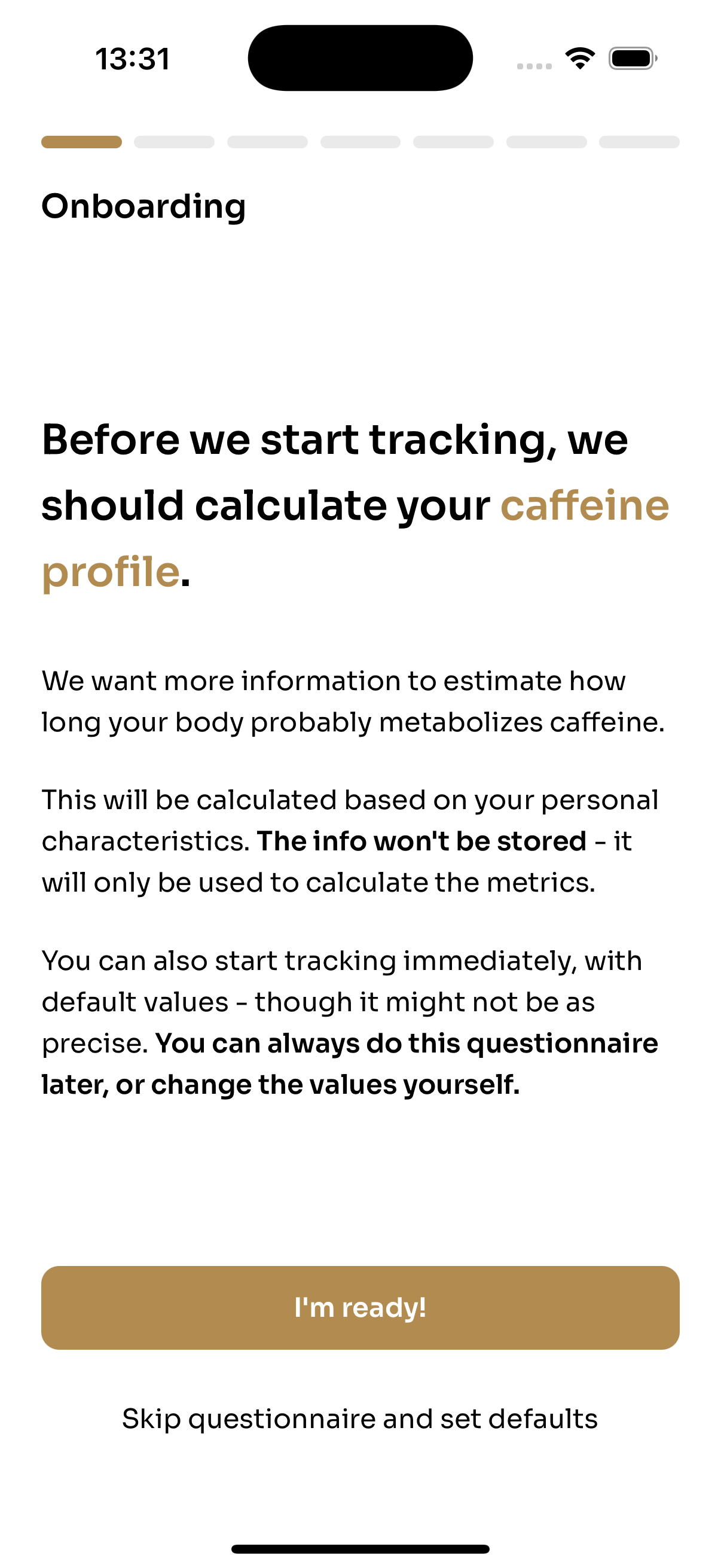 Onboarding - introductory step